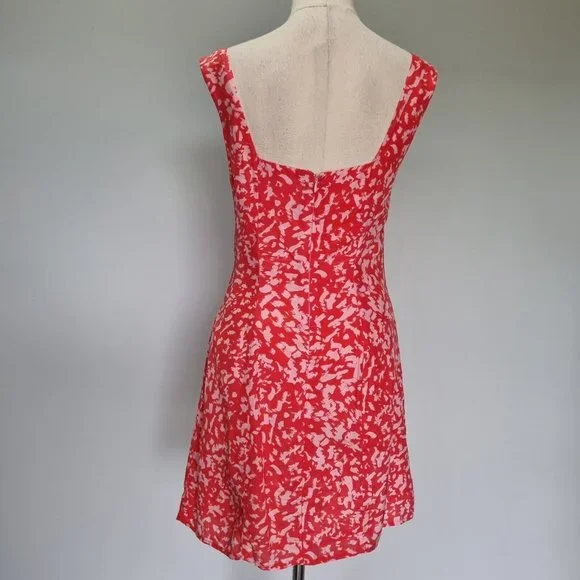 Kookai Rio Pink Sleeveless Abstract Print Drawstring Mini Dress Size 36 - Picture 5 of 8